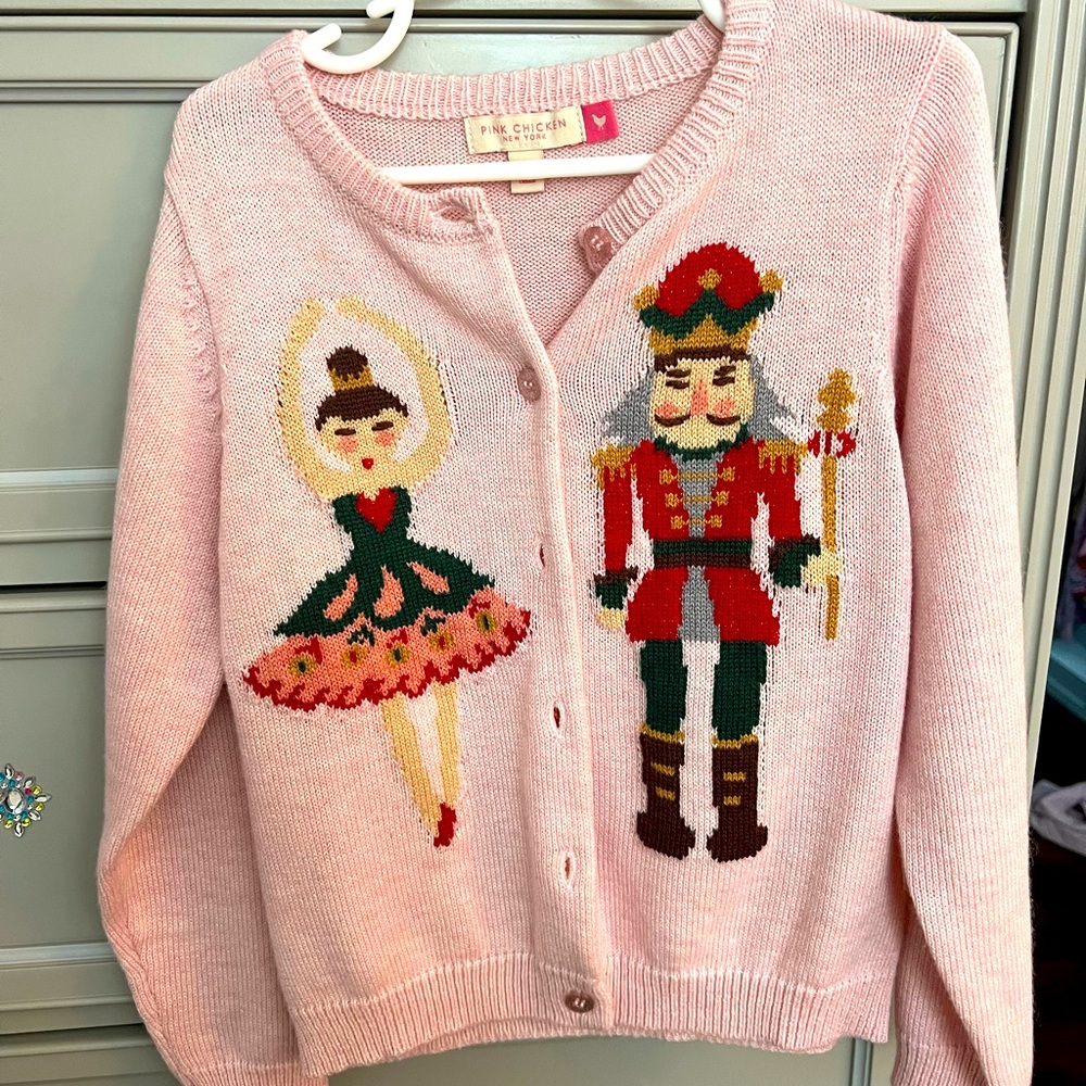 Pink chicken cardigan